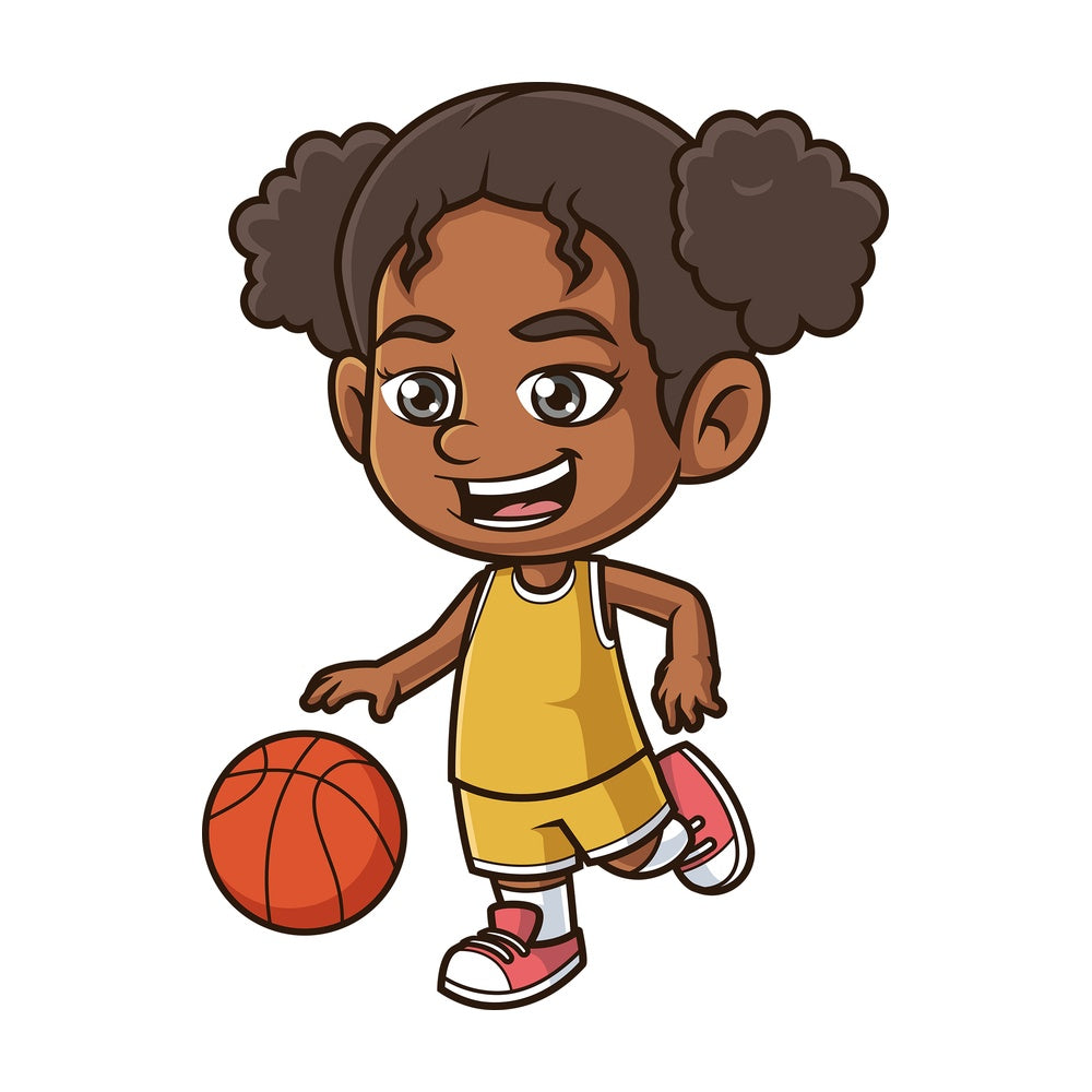 Black girl playing basketball. PNG - JPG and vector EPS (infinitely scalable).