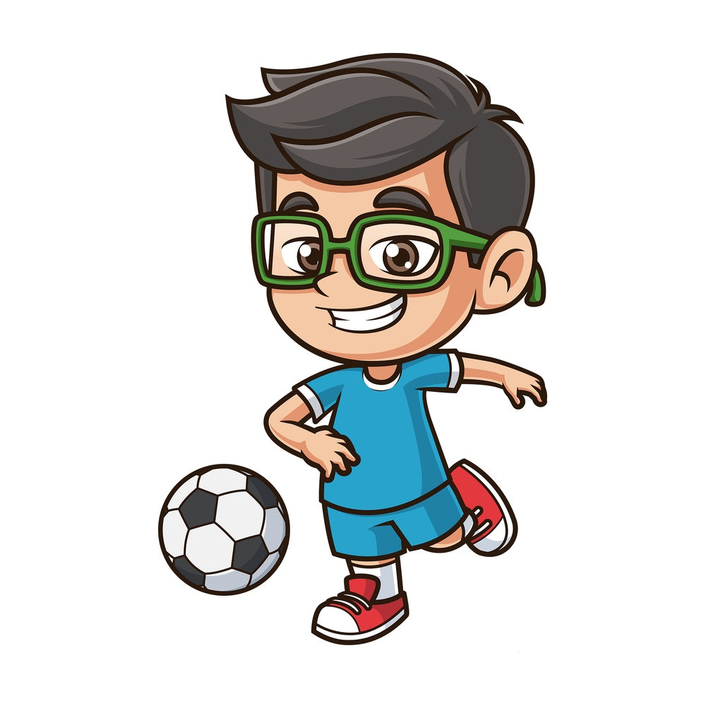 Kid playing football. PNG - JPG and vector EPS (infinitely scalable).