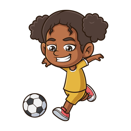 Black girl playing soccer. PNG - JPG and vector EPS (infinitely scalable).