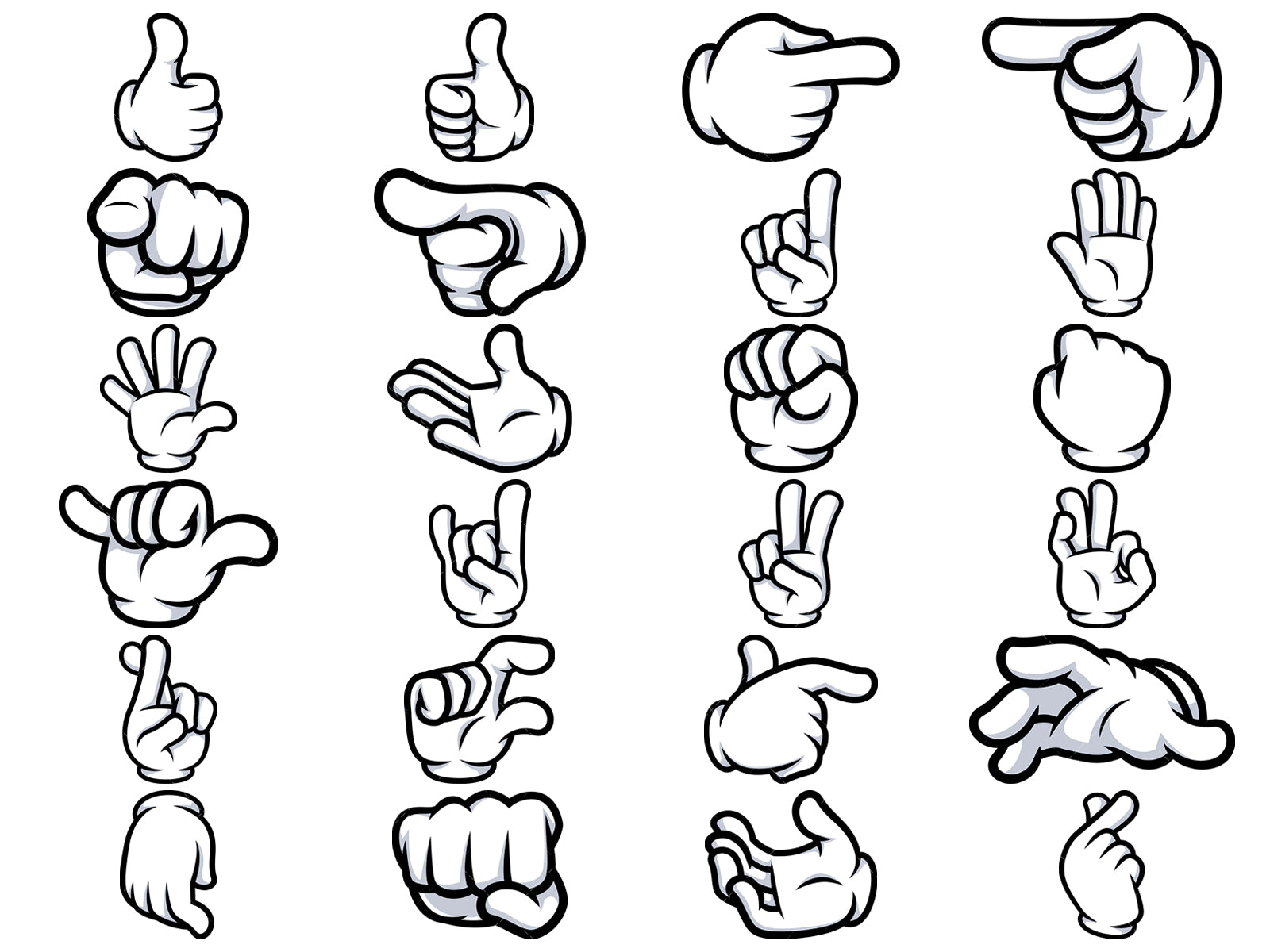 A bundle of 9 royalty-free stock vector illustrations of gloved hands.