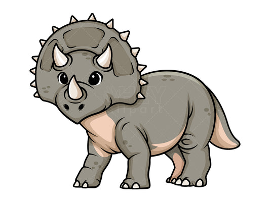 Royalty-free stock vector illustration of a adorable triceratops dinosaur.