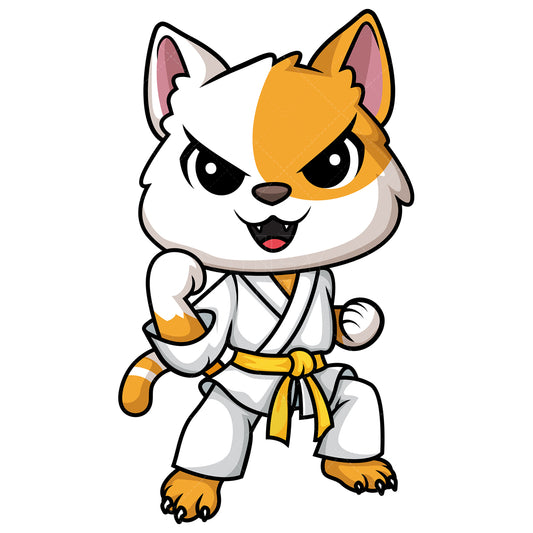 Royalty-free stock vector illustration of  a cat doing karate.