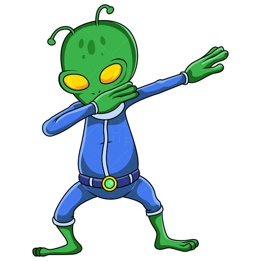 Royalty-free stock vector illustration of a dabbing alien.