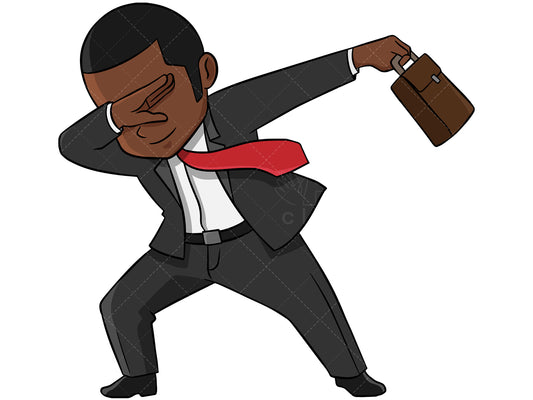 Royalty-free stock vector illustration of a dabbing black businessman.