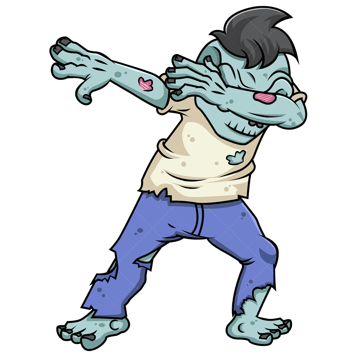 Royalty-free stock vector illustration of a dabbing male zombie.