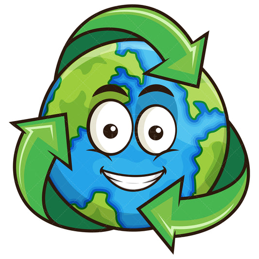 Royalty-free stock vector illustration of the earth with recycling symbol.