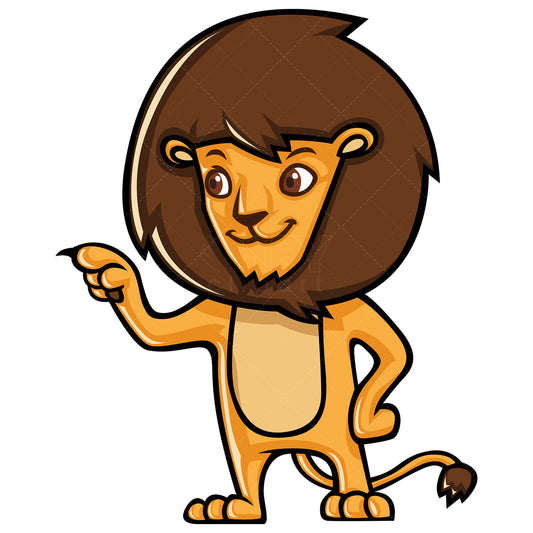 Royalty-free stock vector illustration of a lion pointing to the side.