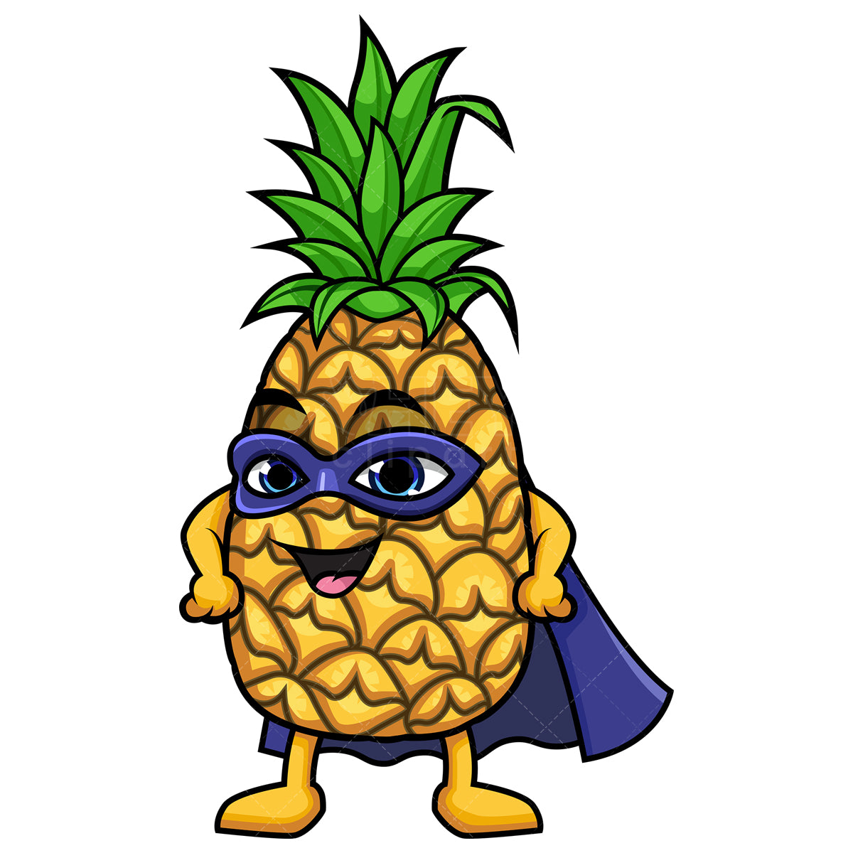 Royalty-free stock vector illustration of a pineapple superhero.