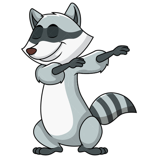 Royalty-free stock vector illustration of a dabbing raccoon.