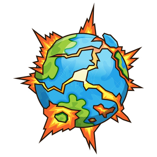 Royalty-free stock vector illustration of an exploding earth.