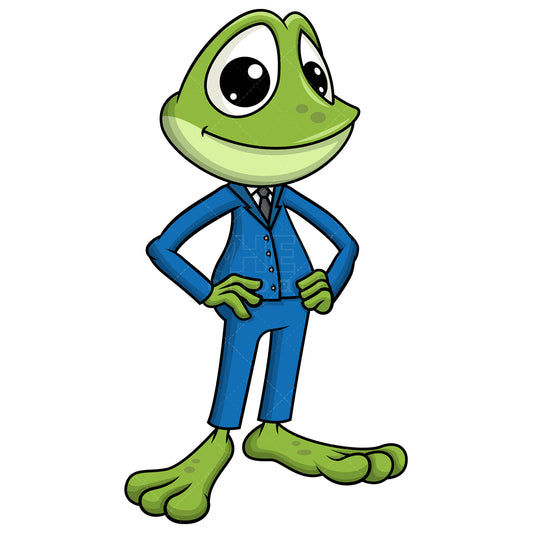 Royalty-free stock vector illustration of  a frog mascot in suit.