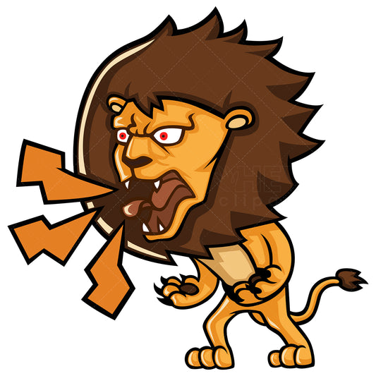 Royalty-free stock vector illustration of an infuriated lion yelling.