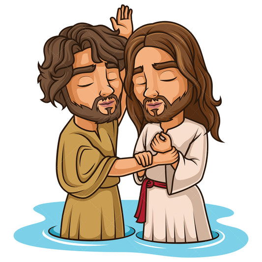 Royalty-free stock vector illustration of  john baptizing jesus christ.