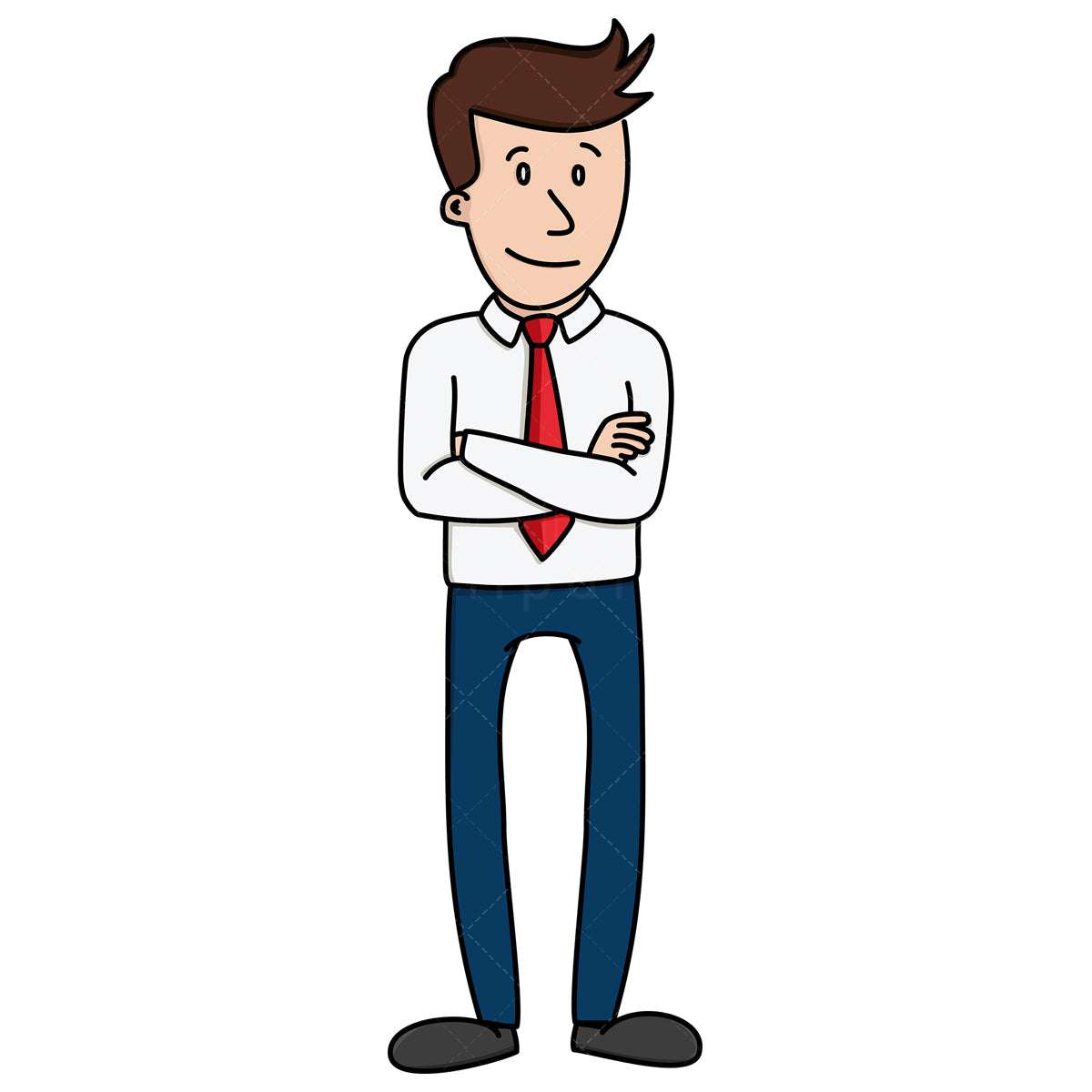 Royalty-free stock vector illustration of a businessman with arms crossed.