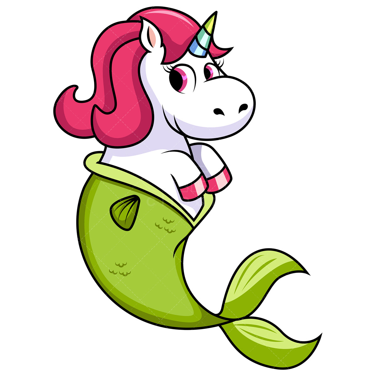 Royalty-free stock vector illustration of a half unicorn half mermaid.