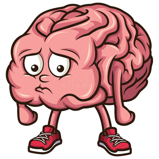 Royalty-free stock vector illustration of  a sad brain.