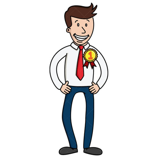 Royalty-free stock vector illustration of a businessman being number one.