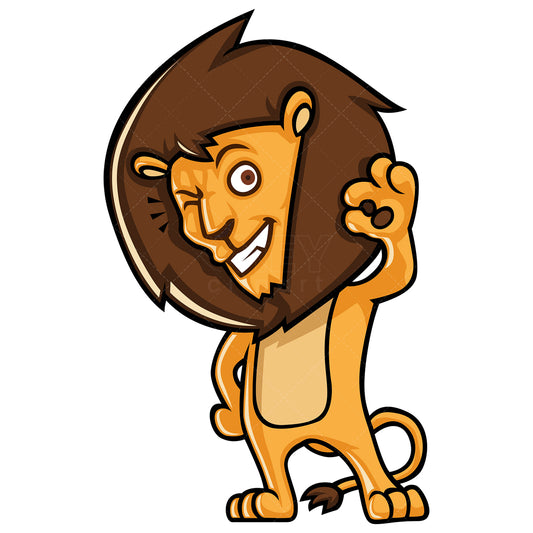 Royalty-free stock vector illustration of a lion gesturing a-ok with its hand.