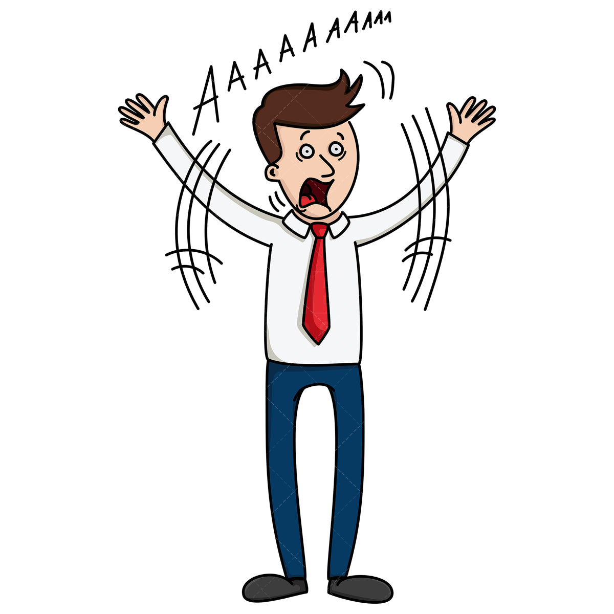 Royalty-free stock vector illustration of a businessman screaming and waving his arms.