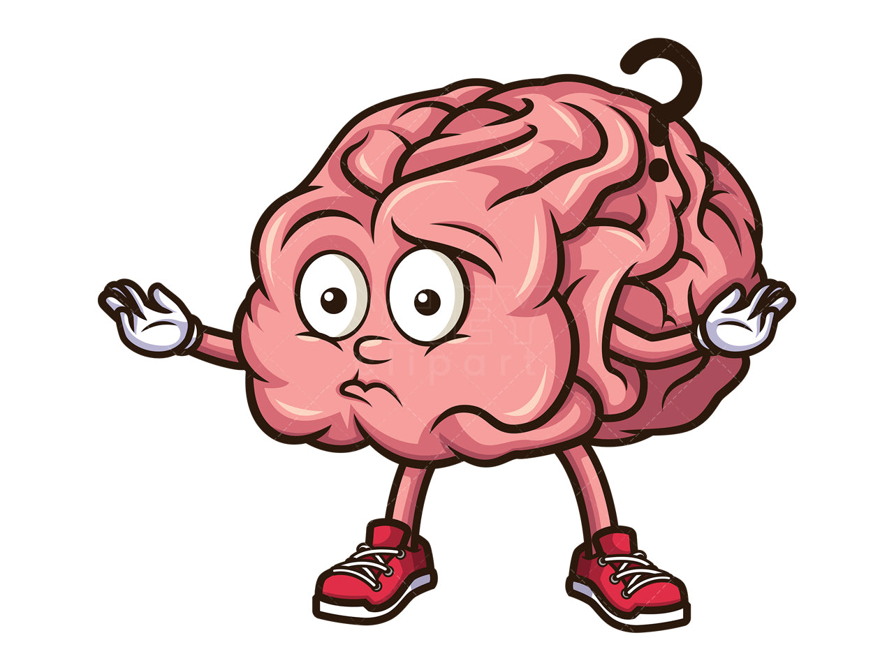 Royalty-free stock vector illustration of  a confused brain.