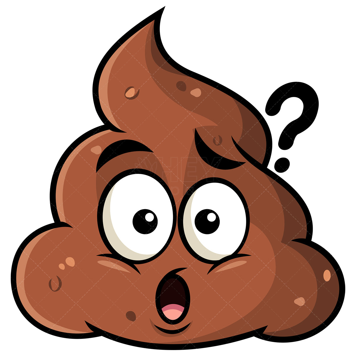 Royalty-free stock vector illustration of a confused poop emoji.