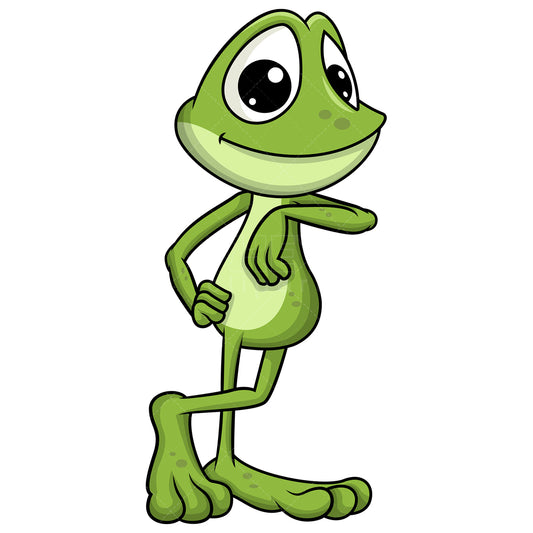 Royalty-free stock vector illustration of  a frog leaning on something.