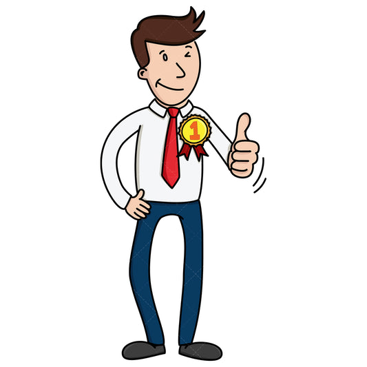 Royalty-free stock vector illustration of a successful businessman thumbs up.