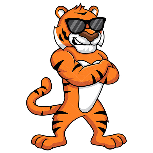 Royalty-free stock vector illustration of a tiger wearing sunglasses.