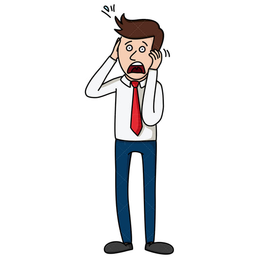 Royalty-free stock vector illustration of a panicked business man.