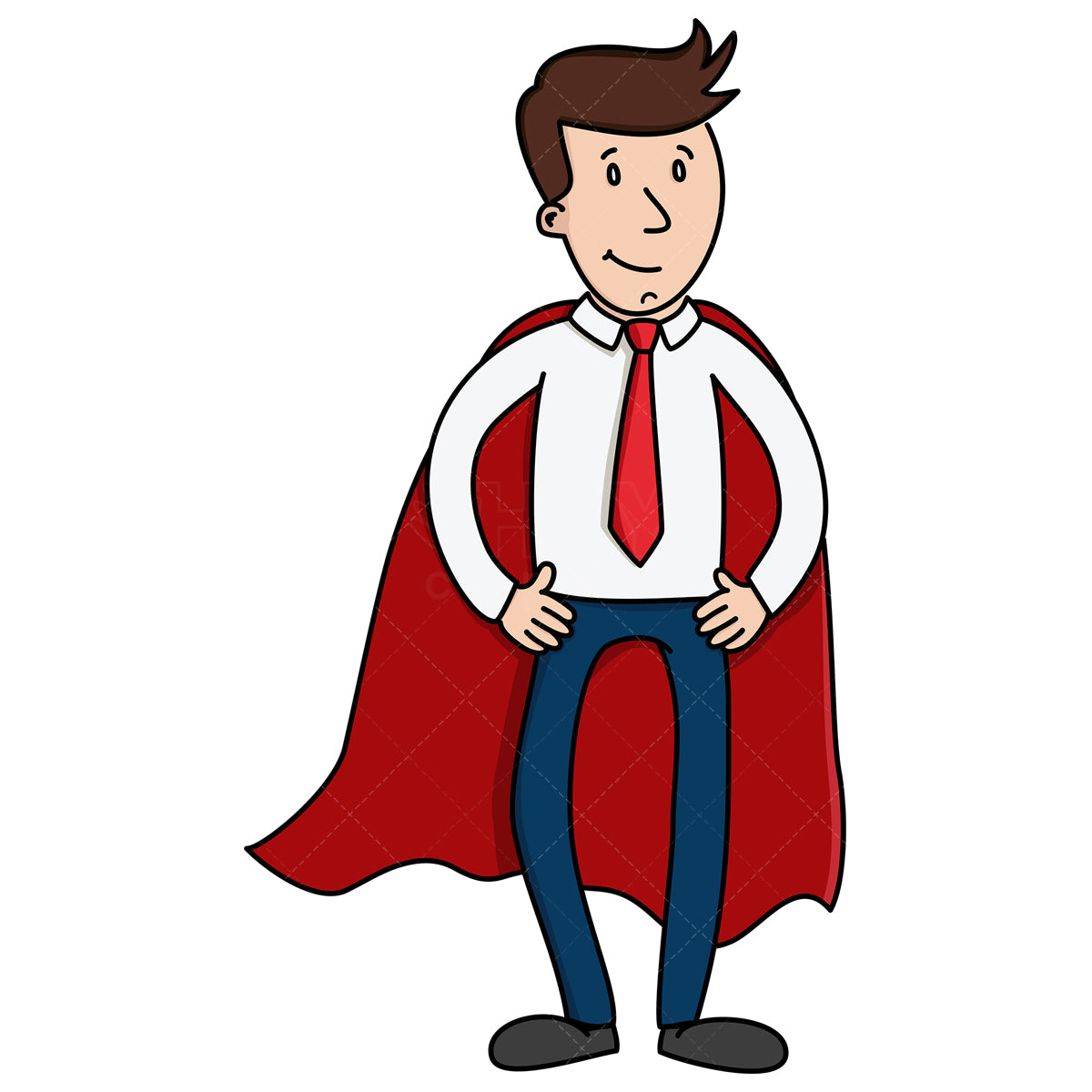 Royalty-free stock vector illustration of a businessman wearing red cape.