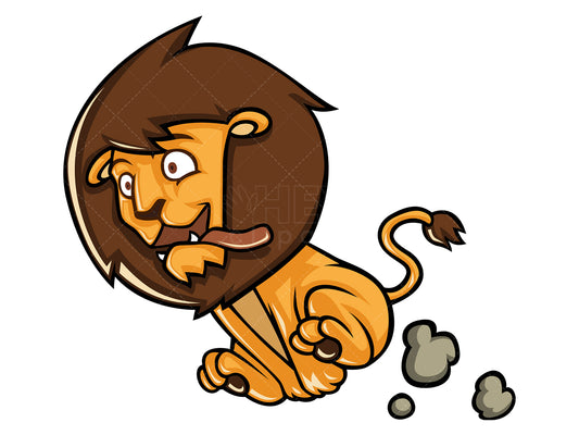 Royalty-free stock vector illustration of a lion running fast with its tongue out.