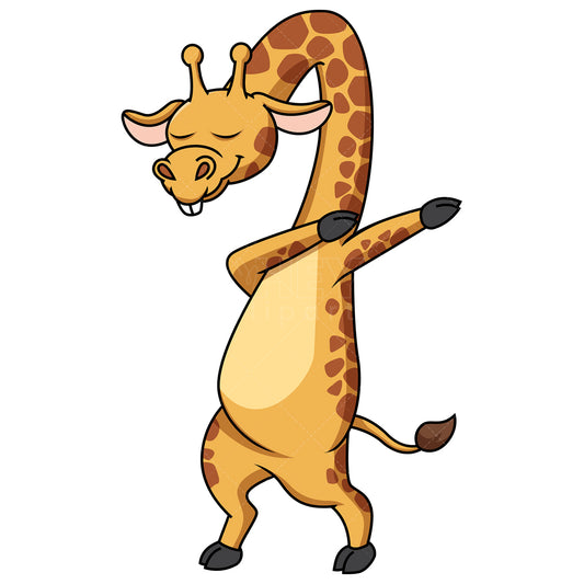 Royalty-free stock vector illustration of a dabbing giraffe.