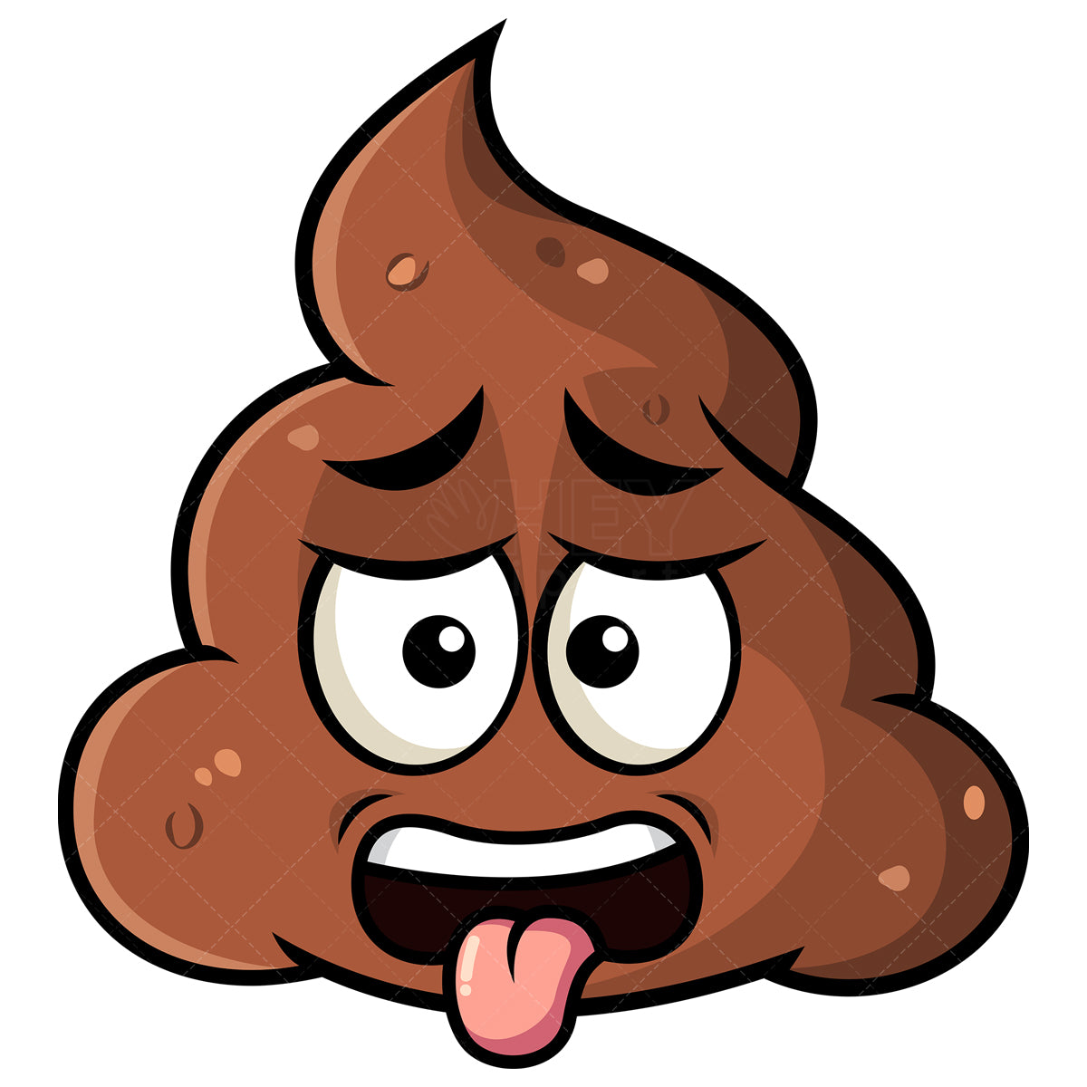 Royalty-free stock vector illustration of a disgusted poop emoji.