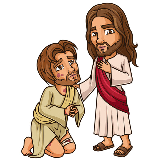 Royalty-free stock vector illustration of  jesus christ cleansing a leper.