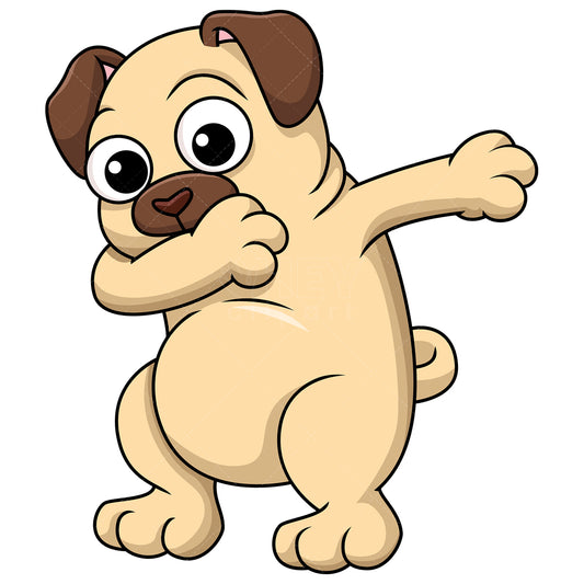 Royalty-free stock vector illustration of a dabbing pug dog.