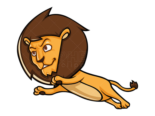 Royalty-free stock vector illustration of a lion jumping in the air.