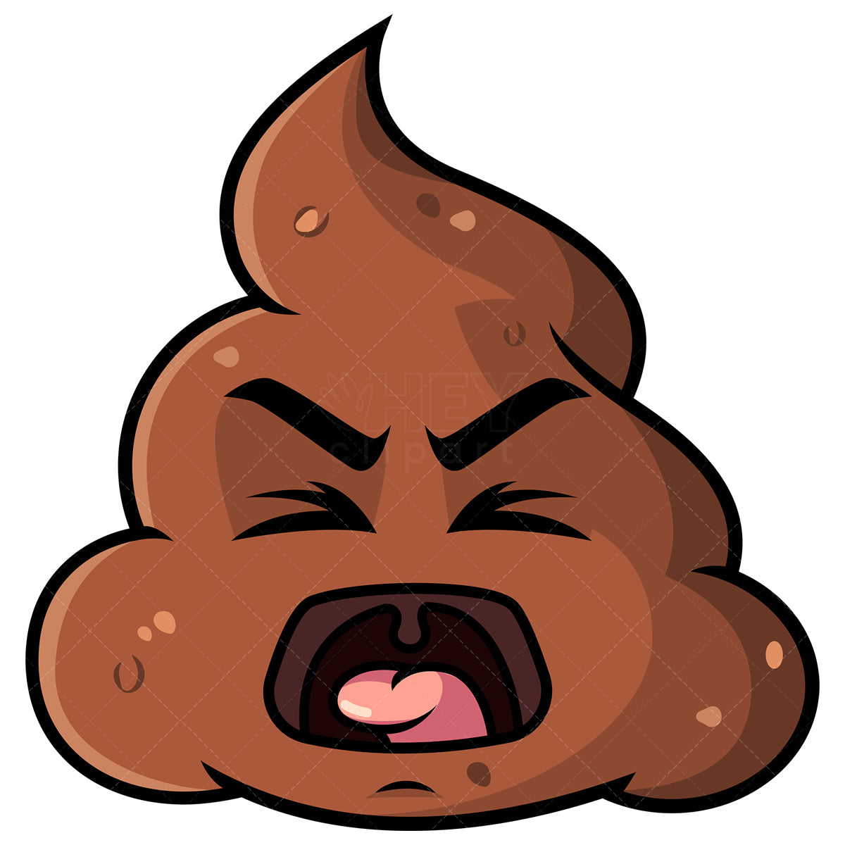 Royalty-free stock vector illustration of a screaming poop emoji.