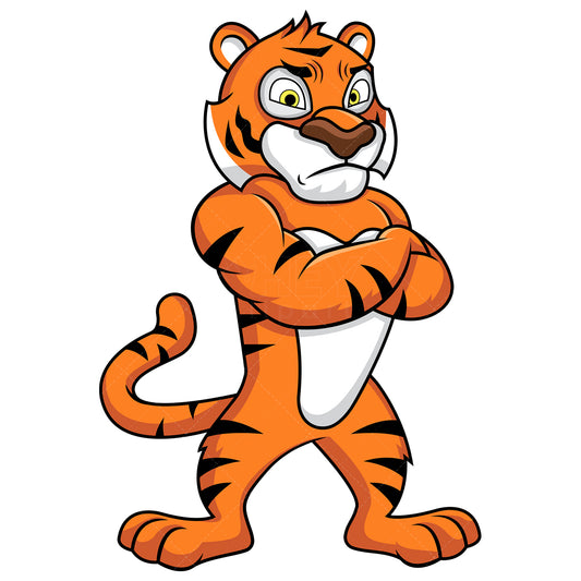Royalty-free stock vector illustration of a tiger mascot looking angry.