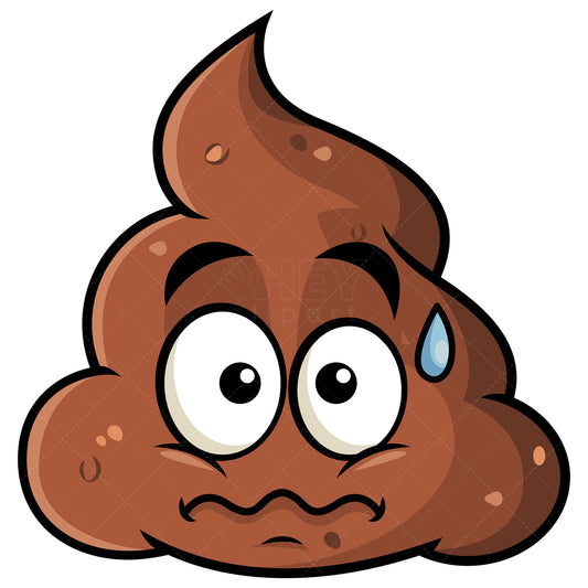 A bundle of 1 royalty-free stock vector illustrations of a anxious poop emoji.