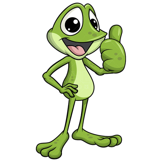 Royalty-free stock vector illustration of  a frog mascot thumbs up.