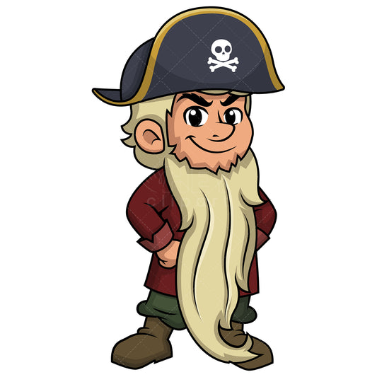 Royalty-free stock vector illustration of  a pirate with long beard.