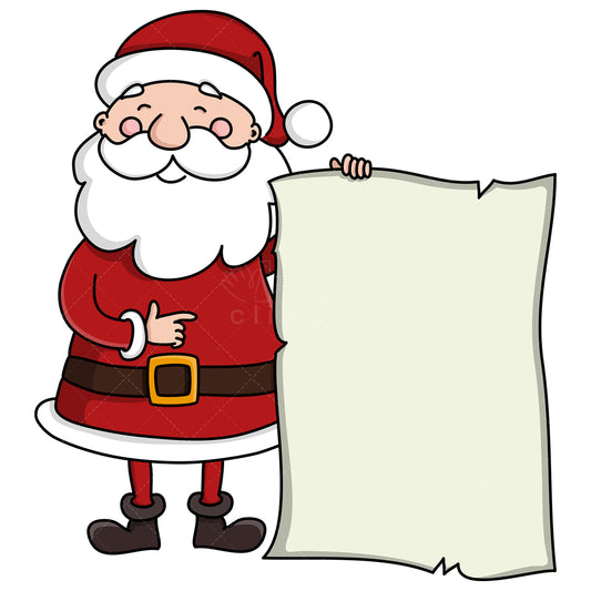 Royalty-free stock vector illustration of  a santa claus holding an empty papyrus.