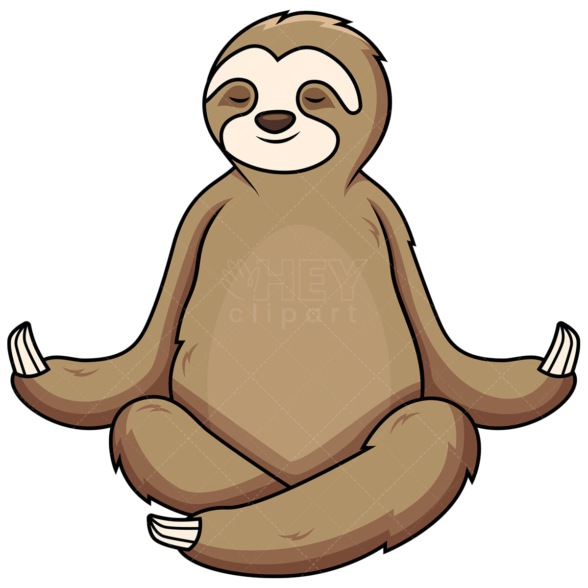 Royalty-free stock vector illustration of a sloth meditating.