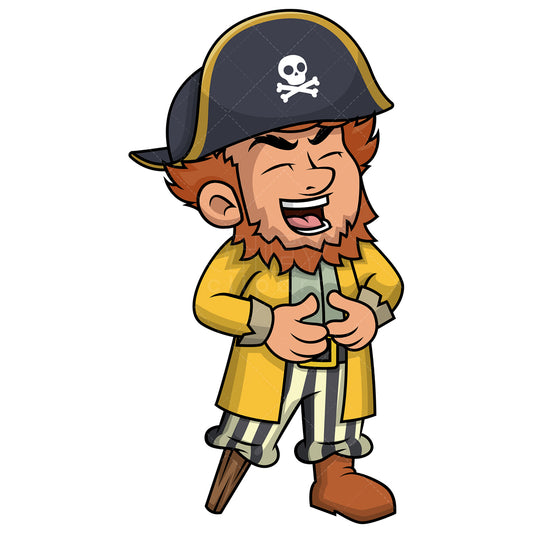 Royalty-free stock vector illustration of  a happy pirate laughing hard.