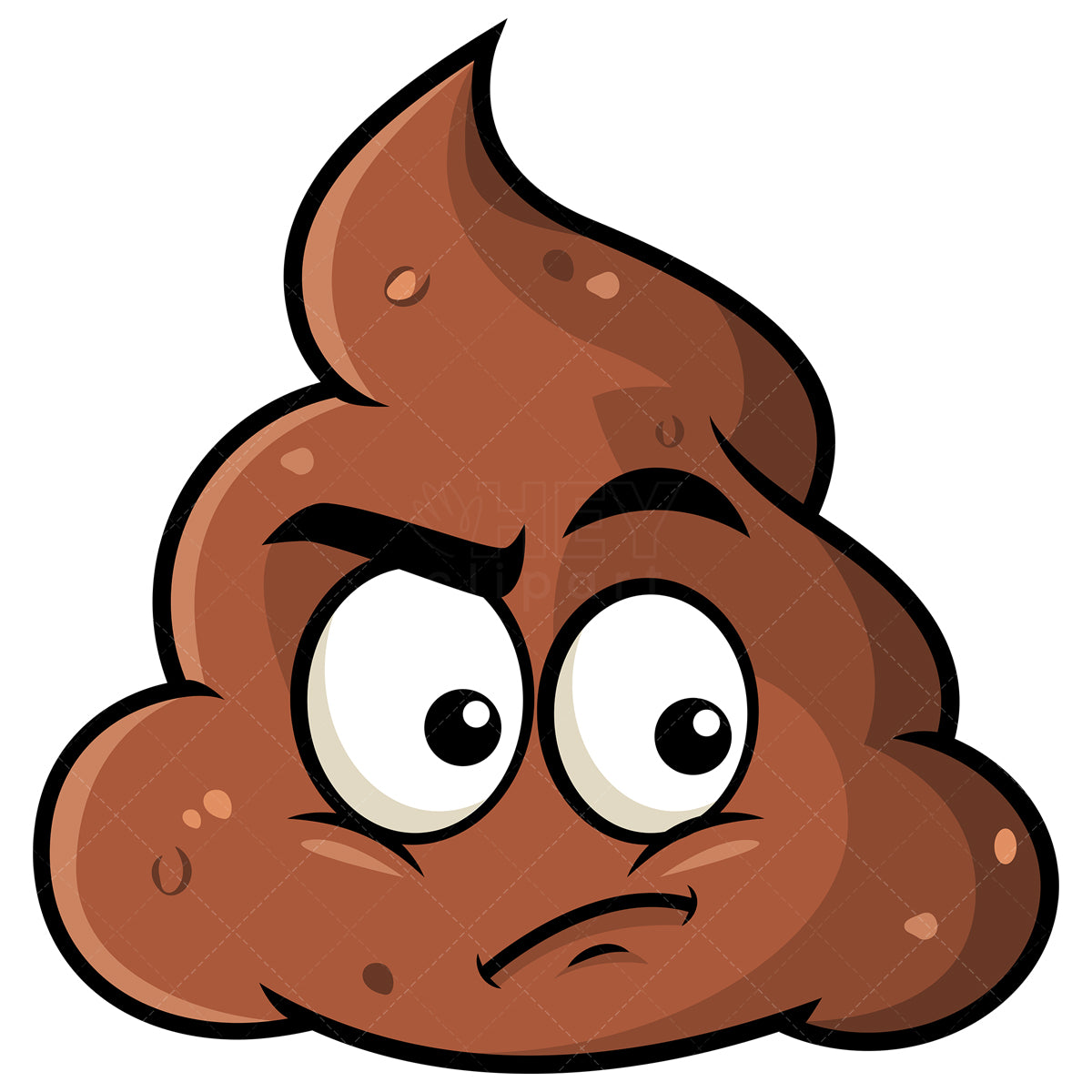 Royalty-free stock vector illustration of a irritated poop emoji.
