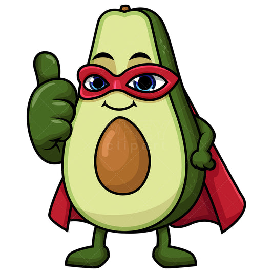 Royalty-free stock vector illustration of an avocado superhero.