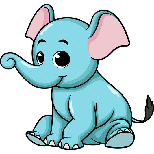 Royalty-free stock vector illustration of  a cute baby blue elephant.