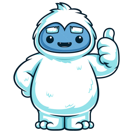 Royalty-free stock vector illustration of a cute yeti monster thumbs up.