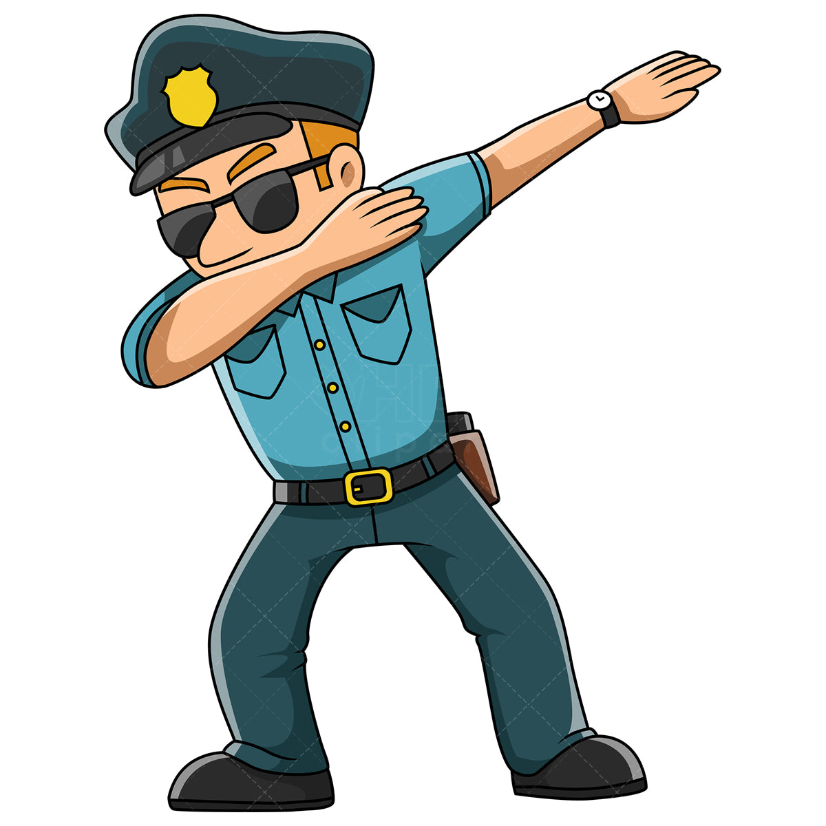 Royalty-free stock vector illustration of a dabbing policeman.