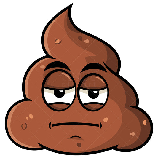 Royalty-free stock vector illustration of a heavy eyes poop emoji.